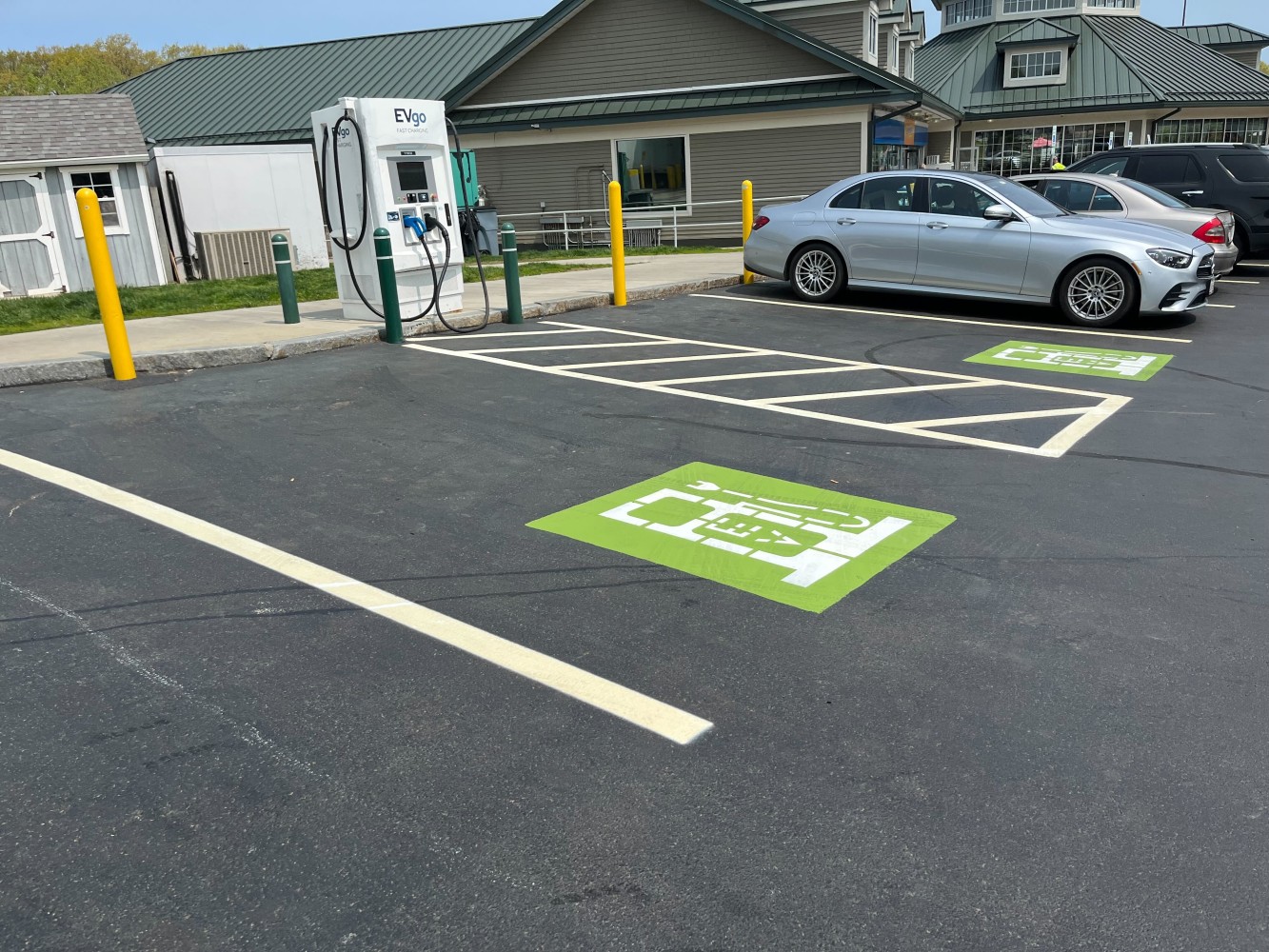EVGo charger at a Massachusetts Turnpike service plaza