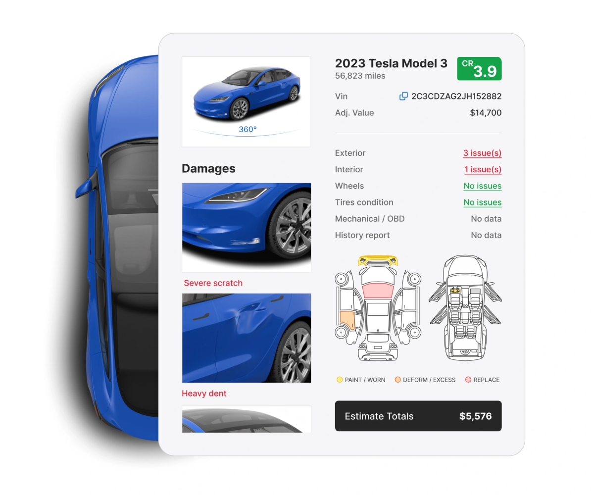 Annotated digital vehicle inspection report shared with a customer
