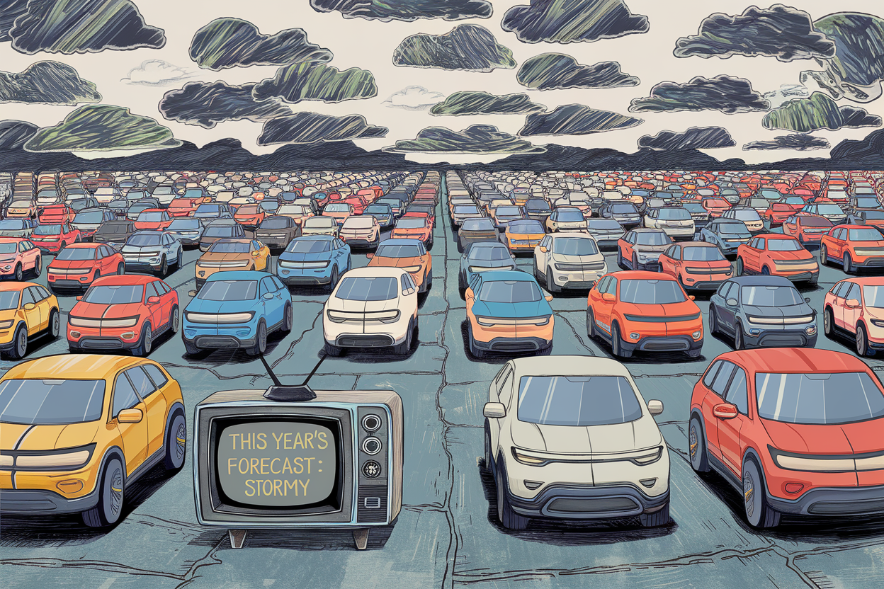 Graphic illustrating the globalized automotive supply chain under tariff pressure