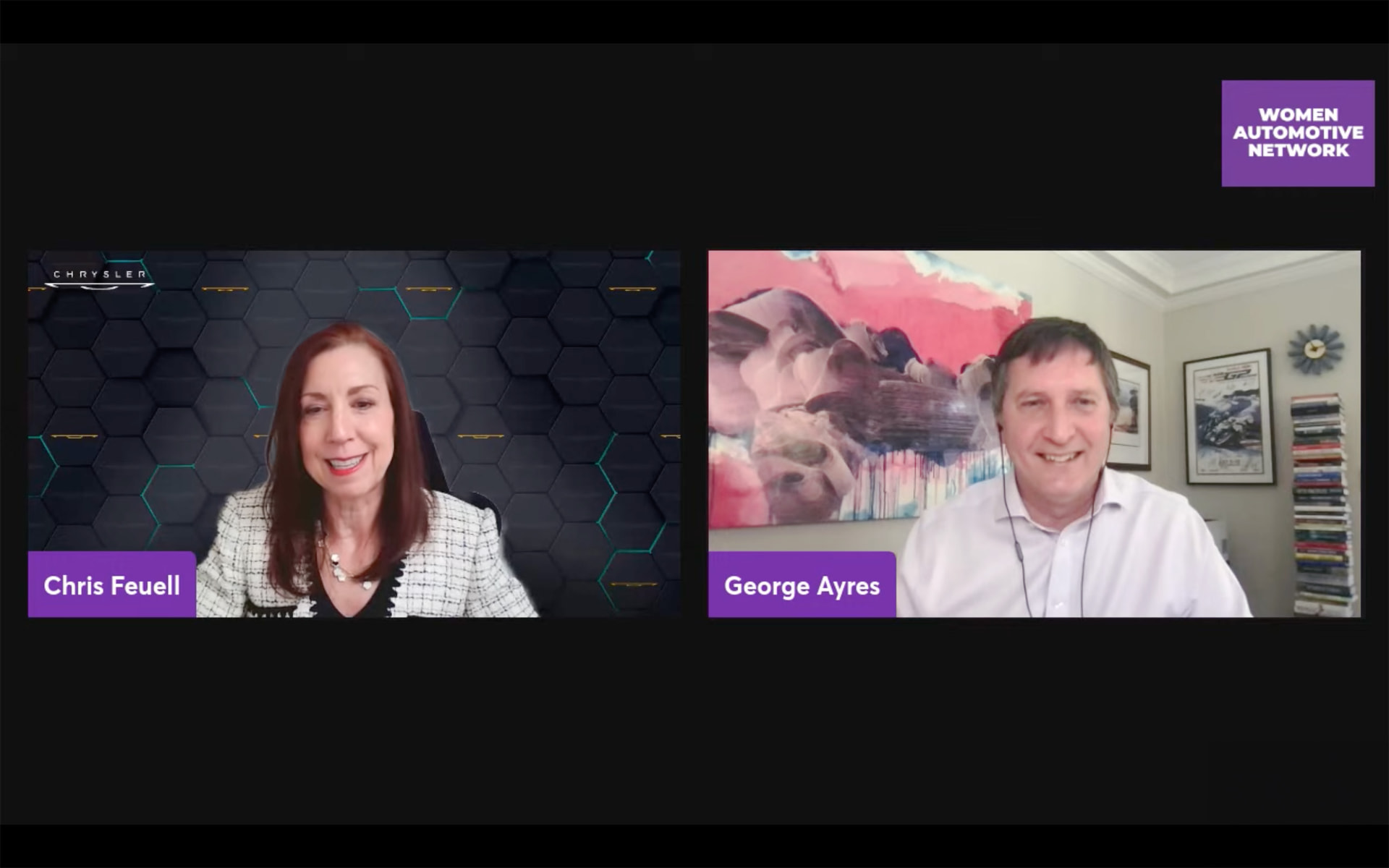 George Ayres in conversation with Chris Feuell, CEO of the Chrysler Brand at Stellantis, on the Women Automotive Network broadcast