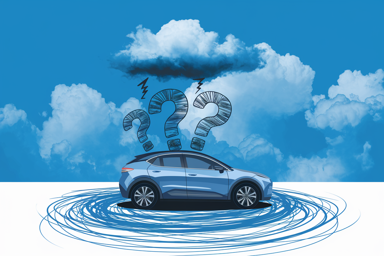 Graphic illustrating US automakers navigating economic uncertainty