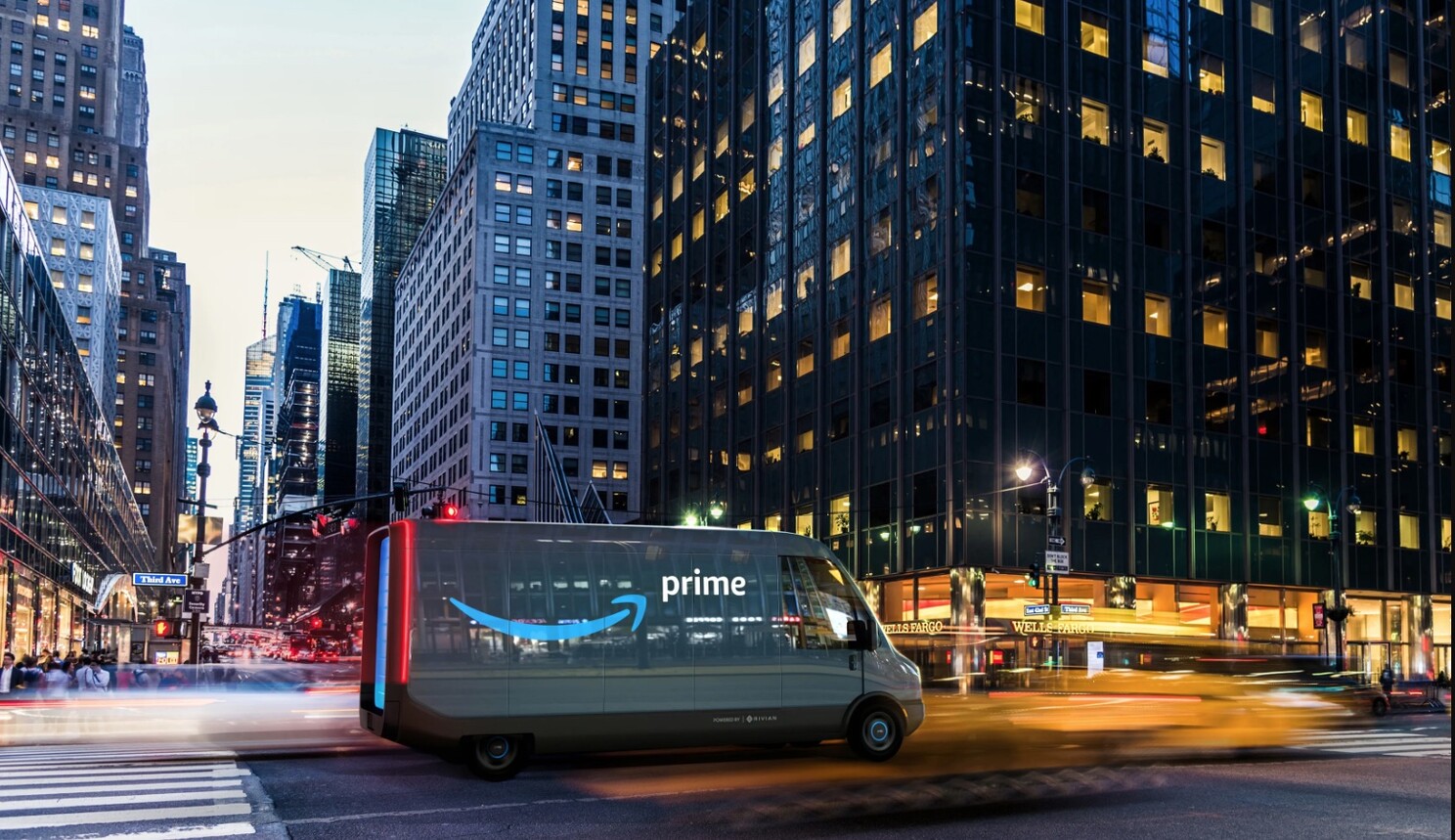 Electric delivery van charging illustration