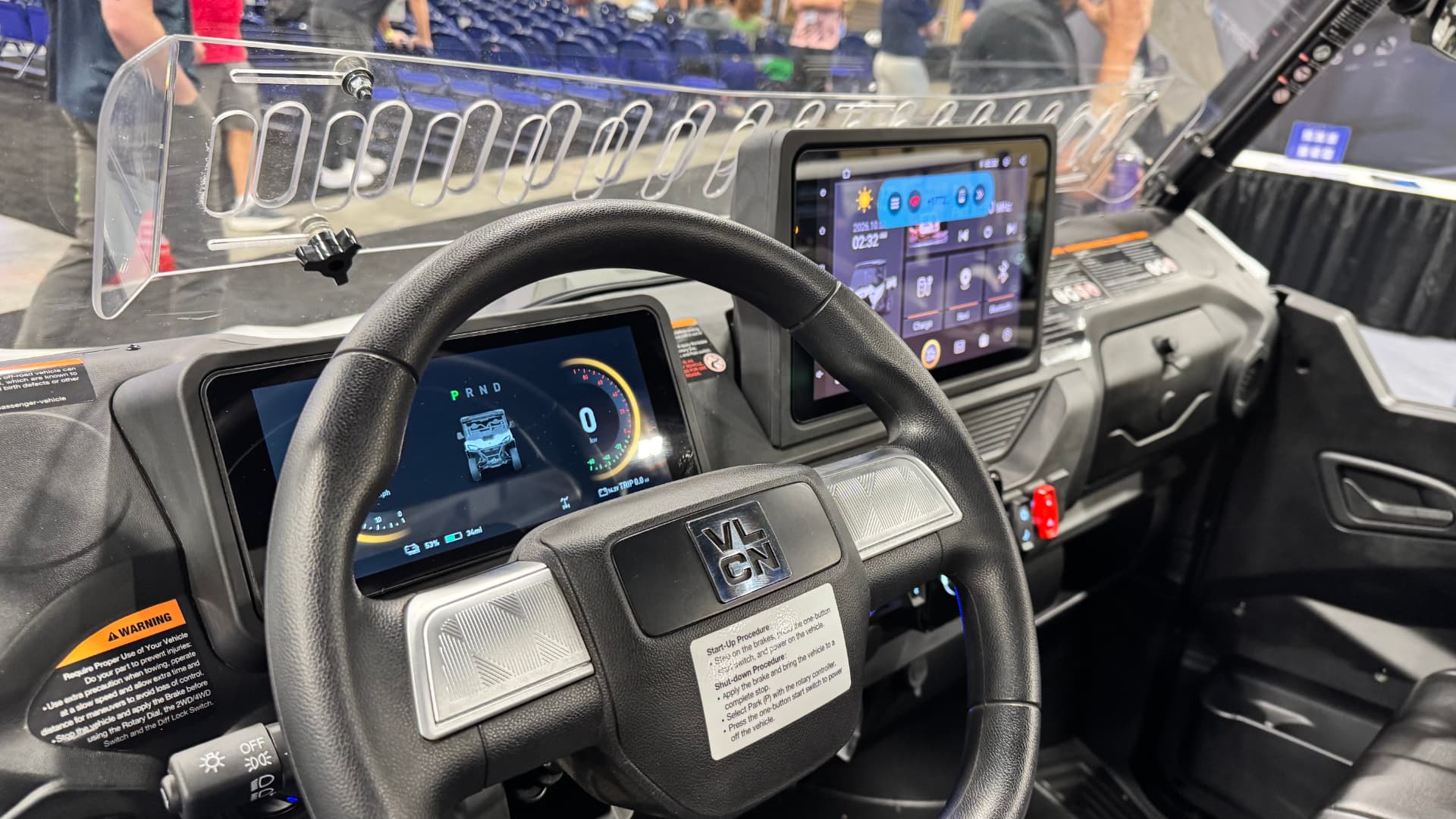Digital instrument cluster and touchscreen in a VLCN electric utility vehicle