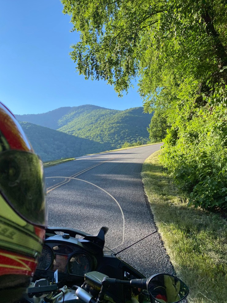 George riding on the Blue Ridge Parkway.