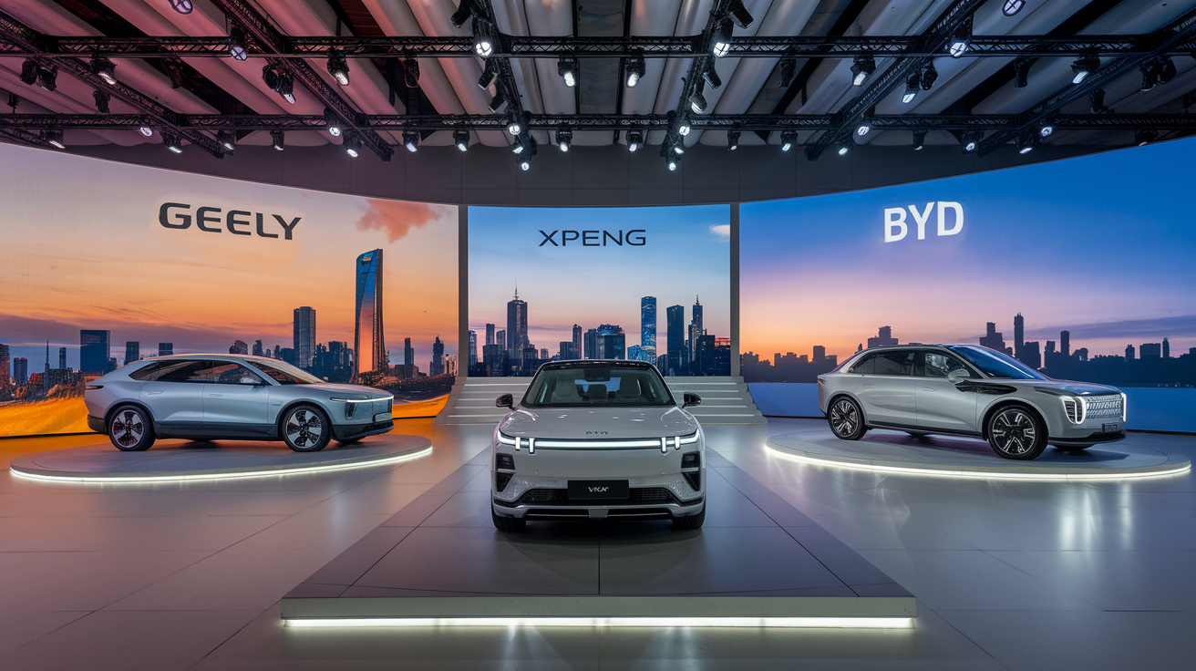 Illustration of Chinese EV brands expanding into export markets