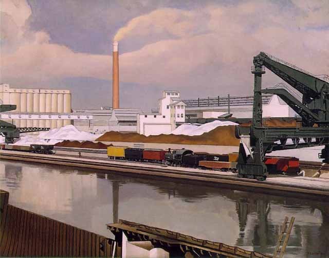 Charles Sheeler’s 1930 painting “American Landscape” depicting Ford’s River Rouge plant
