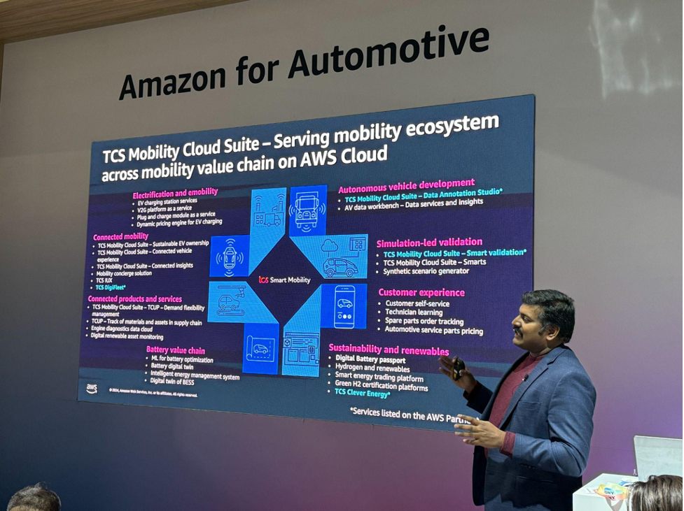A demo of AWS Cloud at the Amazon Automotive booth in West Hall at CES. Photo by Mariestella