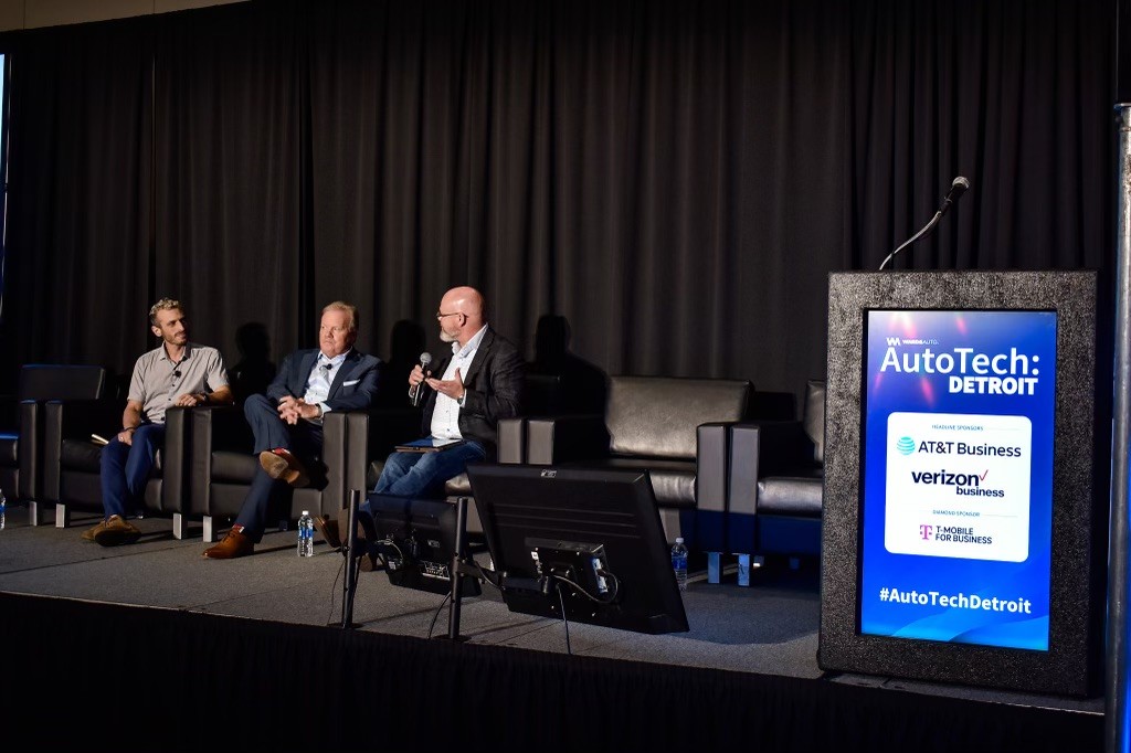 Chip Goetzinger leading a fireside chat on generative AI in automotive infotainment