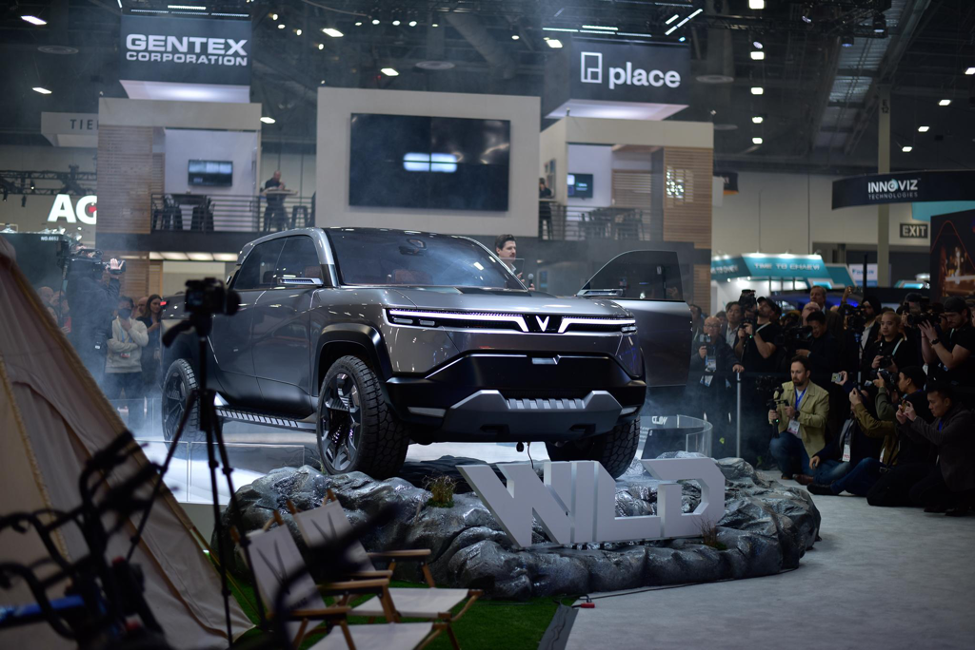 The unveiling of the VinFast VF Wild EV truck in West Hall at CES. Photo by Mariestella