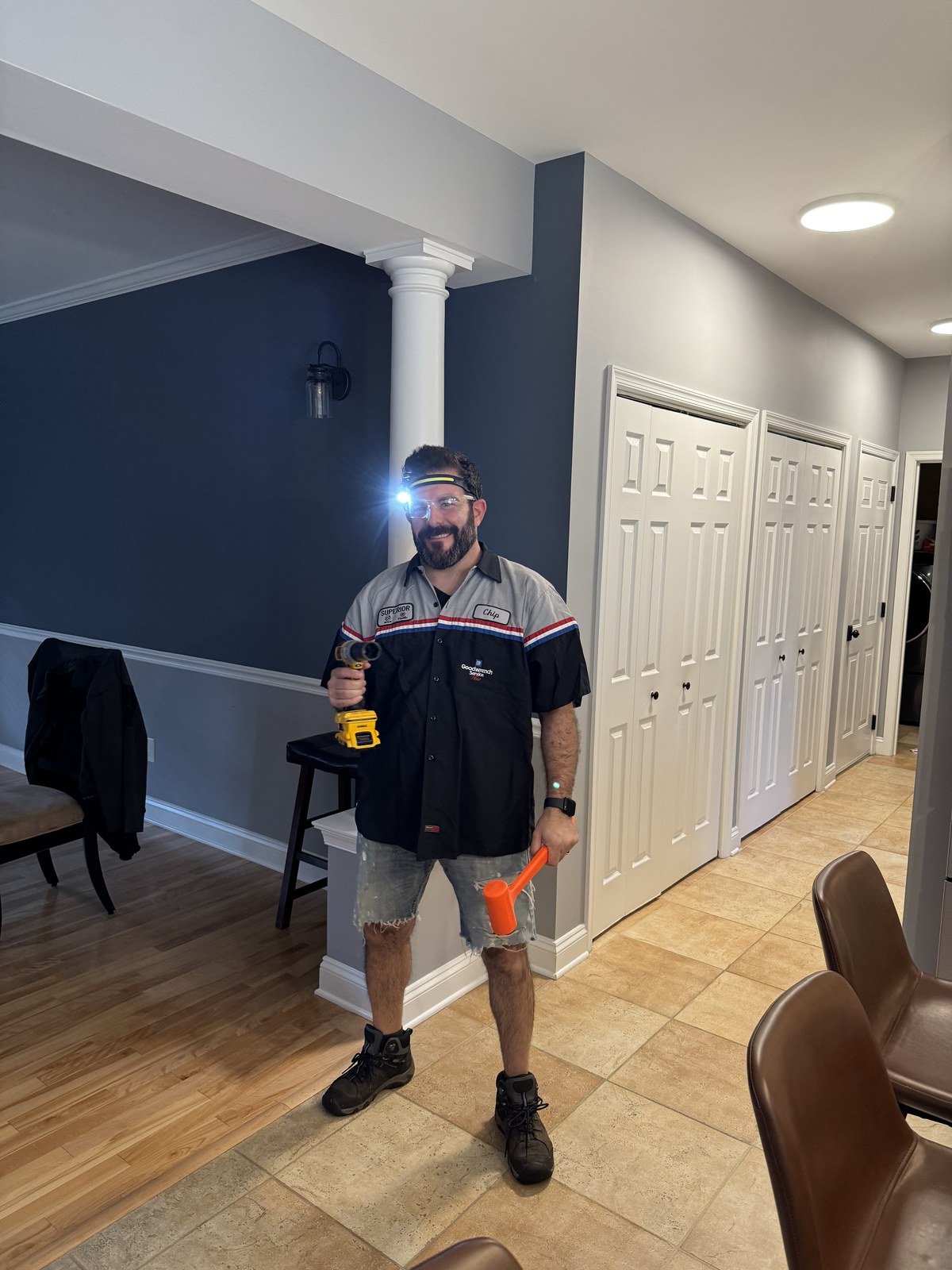Chip in his last minute Halloween costume directly from the closet.